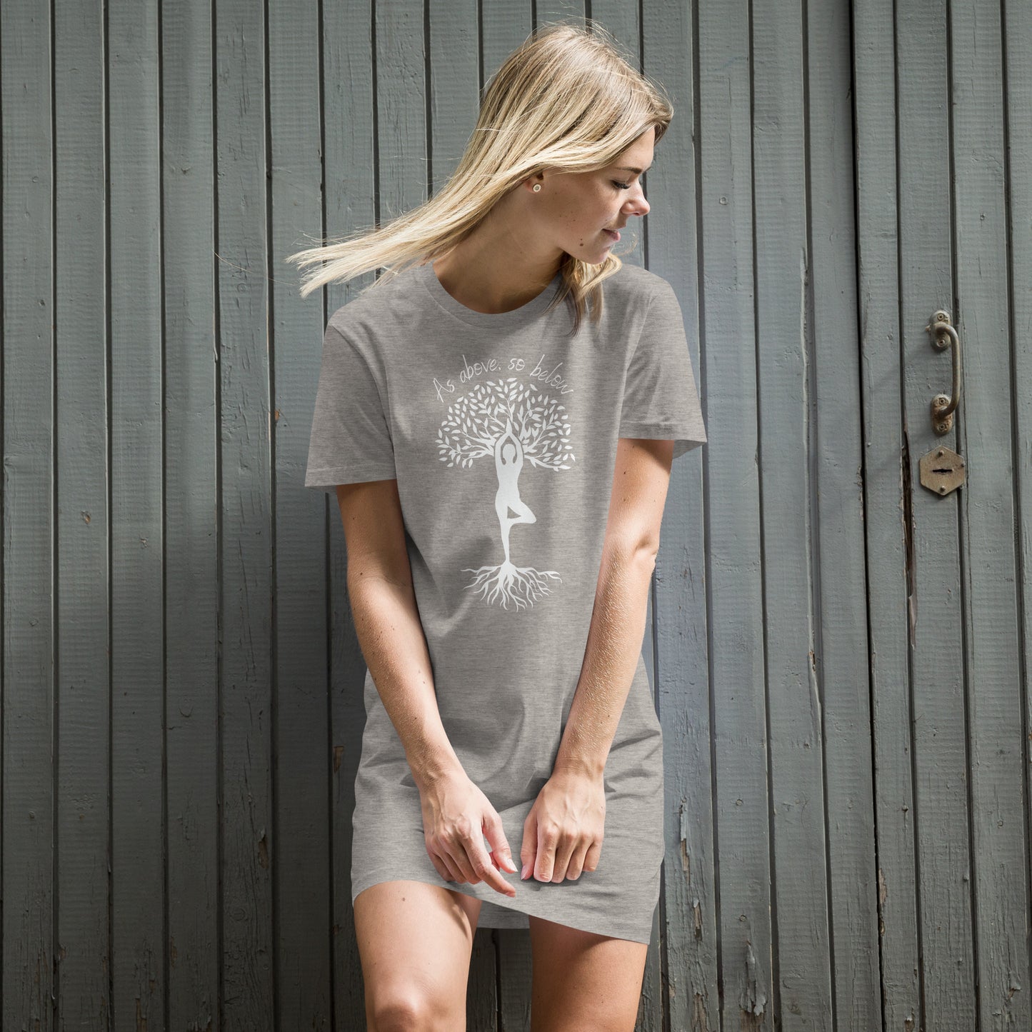 Tree Pose Organic cotton t-shirt dress